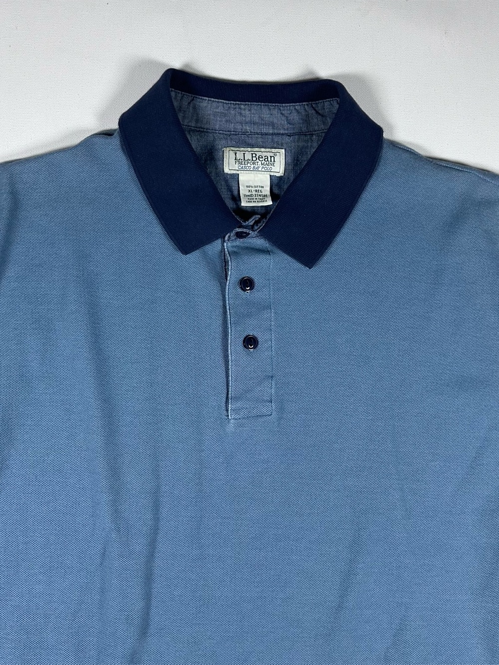 Vintage LL Bean Casco Bay Shirt Mens XL Rugged Polo Sky Blue Ribbed 90s 2 Tone